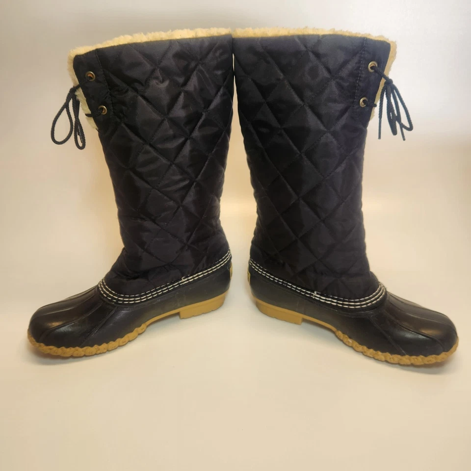 L.L. Bean женщин размер 7 М черный шерпа с подкладкой тянуть на середины икры водонепроницаемый ботинки - Изображение 2 из 4