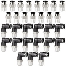 1/4" x 1/8" NPT Push to Connect Fitting Kit - 30pcs Straight Elbow Connectors