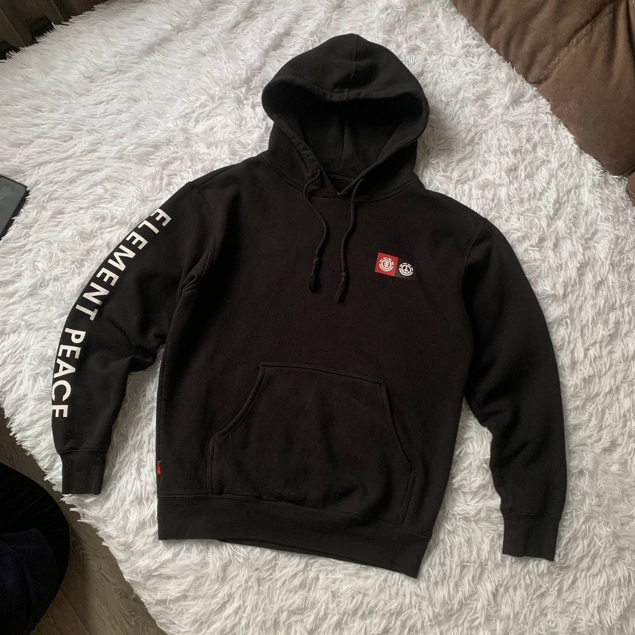 T Lined Black Skate Hoodie Grunge Size S