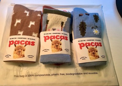 Pacas Alpaca Blend Crew Socks Women s S/M 3 Pair In Bag Soft NWT