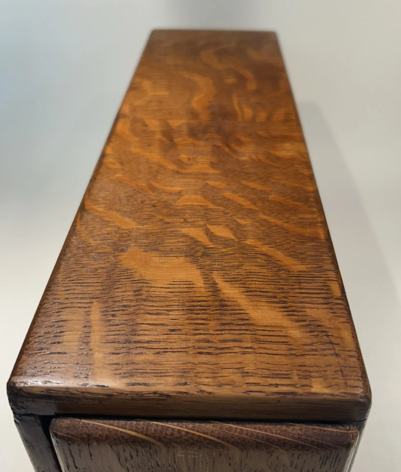 "De colección 1 cajón madera biblioteca tarjeta catálogo caja archivo índice 16x7x5"" cola de milano 3x5 CD" Foto 4 de 4