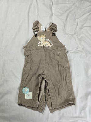 Disney Store Overalls Baby Boys 3-6 Months Brown Bambi Snap One Piece Romper