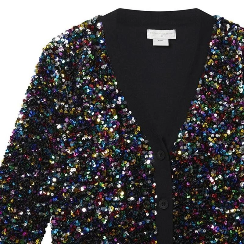 NIÑA STELLA MCCARTNEY NIÑOS LENTEJUELAS MULTI NEGRO CÁRDIGAN SUÉTER 4 $150 Foto 4 de 4