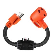 Overload Protector 30 Amp to 110 Volt RV Adapter Cord with 15M/30F Without Lock
