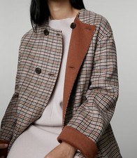 Women’s Checked Reversible Coat New With Rsgs (size 12) Rrp £ 400