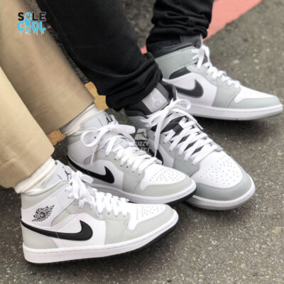 Nike Air Jordan 1 AJ1 Mid Light Smoke Grey Fog  Womens Shoes BQ6472-015
