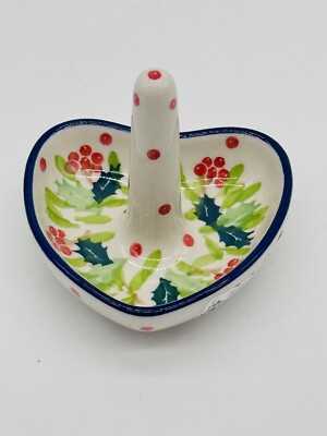 Polish Pottery Ring Holder Christmas Holly Ceramika Artystyczna New with Tag