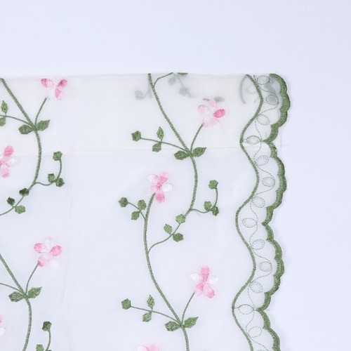Rural Hand Embroidered Floral Shade Sheer Door Cafe Kitchen Voile Curtain for Fr - Picture 4 of 8