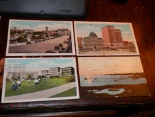 PROVIDENCE RI - 4 EARLY POSTCARDS - DEPOT PARK - HARBOR FIELDS POINT - COLLEGE