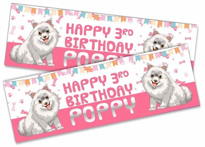 x2 Personalised Birthday Banner Dog Children Kids Party Decoration 443