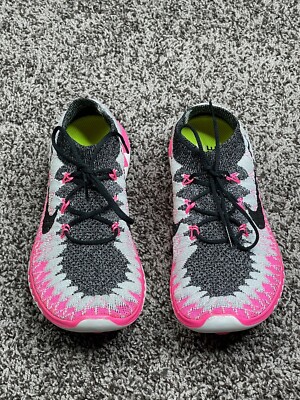 Nike Free 3.0 Flyknit Pink Running Shoe Womens Sz 8us New 636231