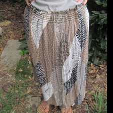 David Benjamin Skirt Flowers Wings Geometric Patterns Wide Waistband Boho Maxi