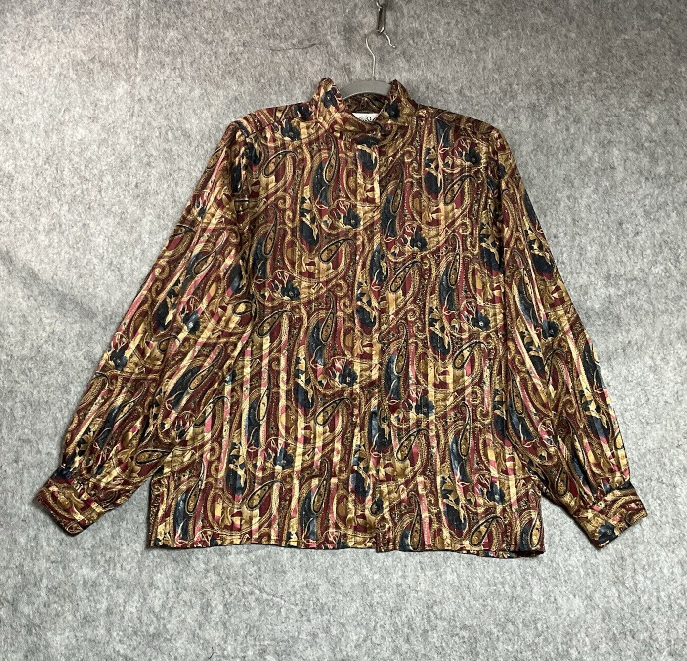 SAINT LAURENT Camicetta top vintage Yves St Clair donna grande rossa geometrica segreteria ufficio