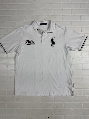 Ralph Lauren Big Pony Polo Shirt Men's XLT White Heavy Knit Short