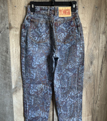VTG BONGO Straight Leg Mom Jeans Women's 9 High Rise AOP 100% Cotton USA Denim