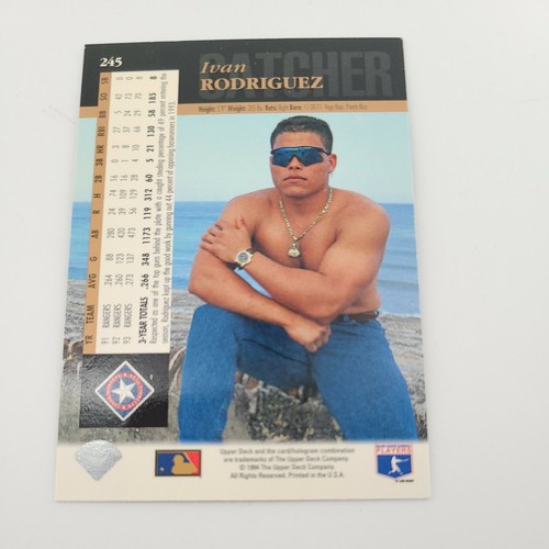 1994 Upper Deck Ivan Rodriguez #245 Texas Rangers Baseball Card - Picture 2 of 2