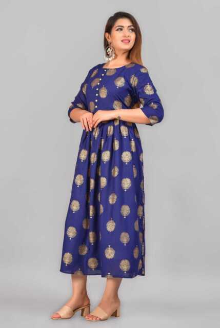 New Flared Blue Anarkali Dress Indian Designer Kurta Kurti Tunic Top Maxi Tunic