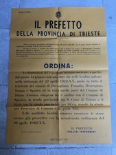  MANIFESTO PREFECT TAMBOURINI PROVINCE OF TRIESTE CURFEW 1942 OLD POSTER