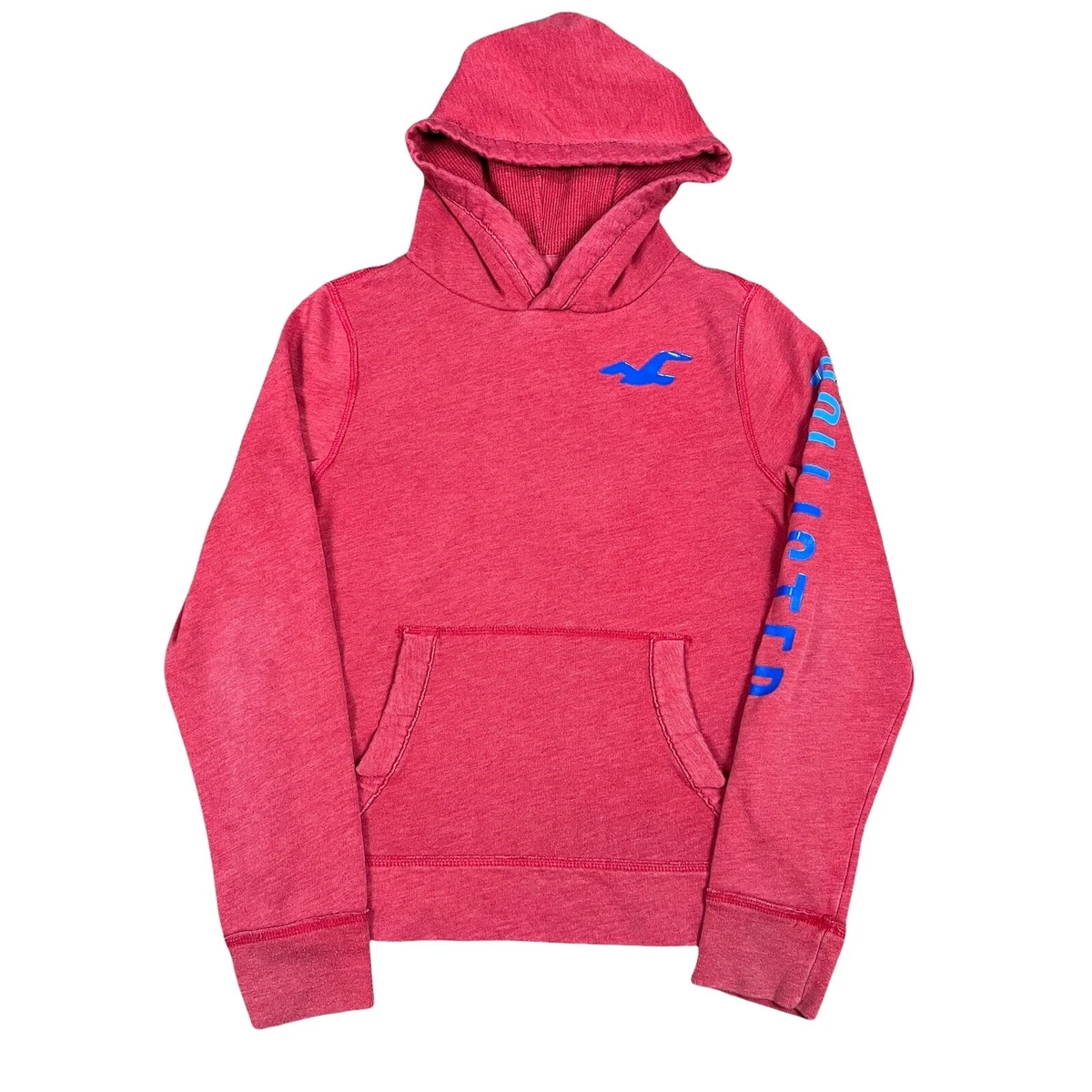 Hollister Hoodie Mens Medium Red Blue Pullover Sweatshirt Jacket Outdoor Adult