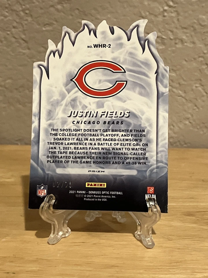 2021 Panini Donruss Optic Justin Fields White Hot Rookies Purple Stars Prizm /25 - Image 2 of 3