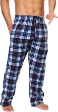 Men's Fleece Plaid Pajama Lounge Pants with Pockets Drawstring Waist S-3X