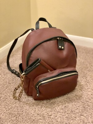 Dsquared2 Women Deep Red Leather Backpack With Wallet Pre-owned Good
