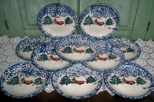 Set of 11 Folkcraft "Cabin in the Woods" Tienshan 7-5/8" Salad Dessert Plates