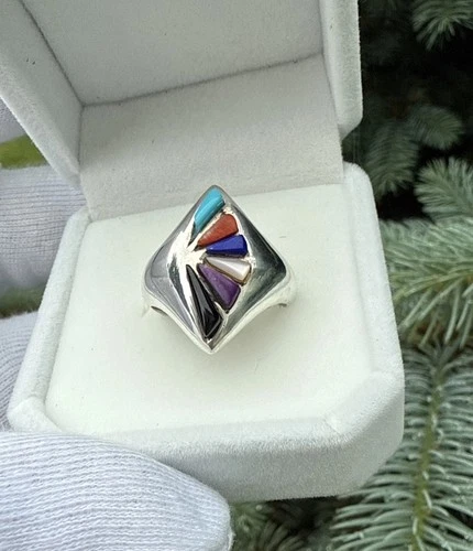 Vtg.sign ChaRay sterling silver 925 Stone Needle Point ring,Sz:7