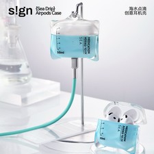 3D AirPods Silicone Protective Case Blue Medicine IV Bag For AirPod 4 Pro 1 2