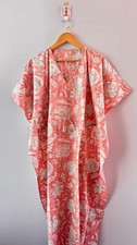 Indian Cotton Peach Floral Printed Kaftan Dress Women's Clothing Kaftan Dress AU