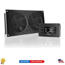 Compact 12" Ultra-Quiet Cooling Fan with Thermostat for Home Theater Systems