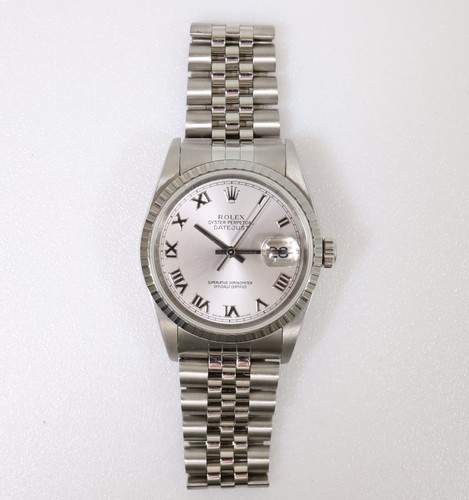 Rolex Datejust 16220 36mm Roman Silver Jubilee Bracelet with S...