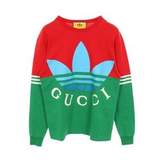 GUCCI Adidas Long-sleeved Sweatshirt T-shirt cotton Red Multicolor Used mens XS