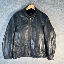 Vintage Black Leather Motorcycle Talon Jacket Biker Cafe Racer Men  s 42 70s