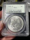 1884-O PCGS MS63 Morgan Silver Dollar Reverse Toned Yellow Old Holder