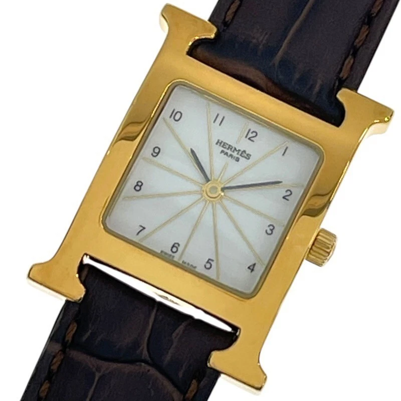 HERMÈS OROLOGIO HERMES HH1.201 H GP SS OROLOGIO DA POLSO DONNA QUADRANTE QUADRATO QUADRANTE SWISS MADE BIANCO