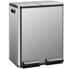 Kitchen Trash Can,2x8-Gallon Dual Trash Can with Lid,Stainless Steel Garbage Bin