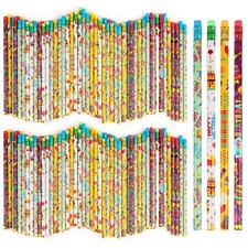 200 Pcs Happy Birthday Pencils Colorful Printed Top Eraser Party Supplies