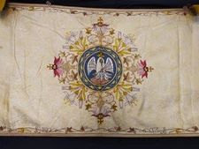 vintage church silk embroidery vestment chasuble christian embroidered A58