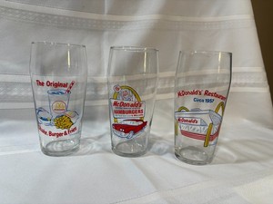 3 Vintage McDonald's Speedee Glasses Drinking Glass Set