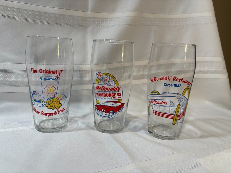 3 Vintage McDonald's Speedee Glasses Drinking Glass Set