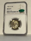 1947 D 25C George Washington Peach Toning Around Both Sides NGC MS67+CAC