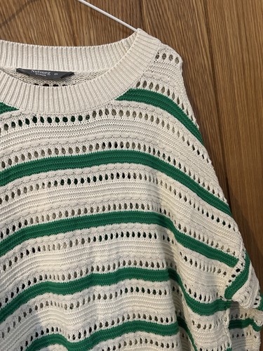 Neu Damen Gr. 20 creme und grün flippiger Grobstrick Pullover - Bild 3 von 5
