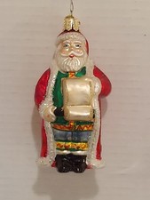 Old World Christmas Santa Checking His List Hand Blown Glass Ornament