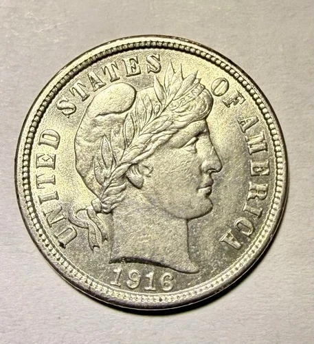 1916 Barber Dime Blast White Proof Like!!!