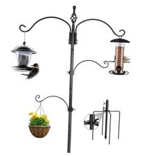 Bird Feeding Station Feeder Pole - Multi Hook 63 inches Stand for Watching 