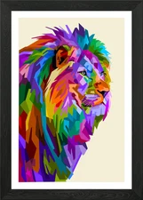 ABSTRACT POP ART LION Framed Wall Art Poster Canvas Print Picture