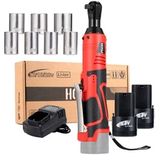 3/8" Electric Cordless Ratchet w/2*2Ah Battery Right Angle Wrench Ratchet Set