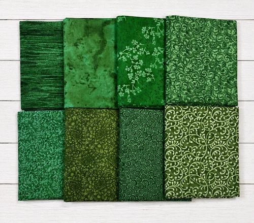 8 Dark Green Fat Quarters ~ Tonal Blender Quilt Fabric - product listing photo