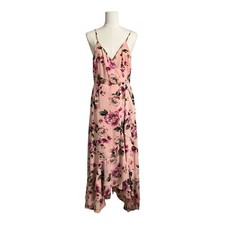 Lulus Bodacious Bella Pink Floral Print Maxi Dress Boho Cottage L CD245L